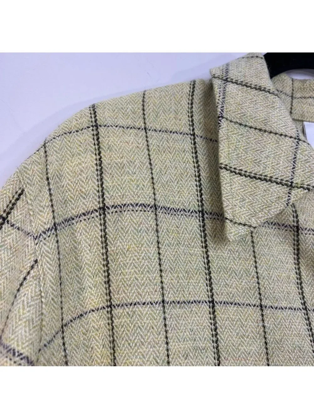Eugen Klein Germany pale green boxy plaid 100% wool overshirt shacket 14 - Picture 10 of 15